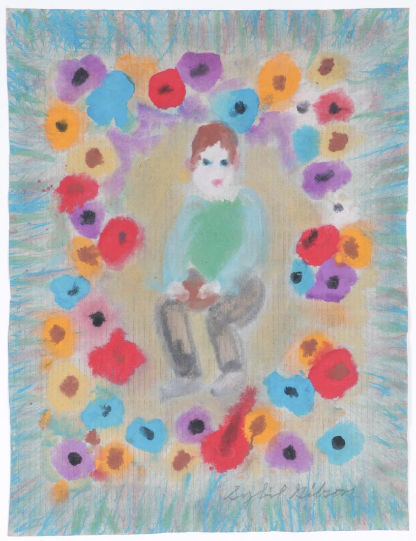 Sybil Gibson (1908-1995) Mixed Media, 24.25'' x 18.75'': Sybil Gibson (American, 1908-1995) Seated Figure. Mixed Media Painting on paper, signed. Unframed. Size: 24.25'' x 18.75'', 62 x 48 cm (sheet).
