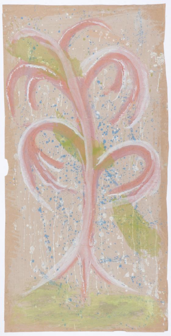 Sybil Gibson (1908-1995) Mixed Media, 1987, 38.25'' x: Sybil Gibson (American, 1908-1995) Tree. Mixed Media Painting on paper, 1987, signed. Unframed. Size: 38.25'' x 19.25'', 97 x 49 cm (sheet).