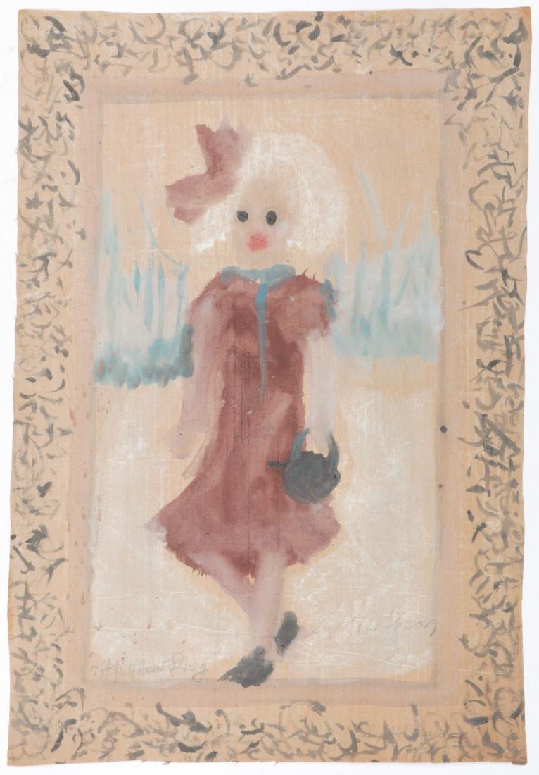 Sybil Gibson (1908-1995) "Off to a New Day", 36.25'' x: Sybil Gibson (American, 1908-1995) "Off to a New Day", Mixed Media Painting on paper, signed. Unframed. Size: 36.25'' x 24.75'', 92 x 63 cm (sheet).