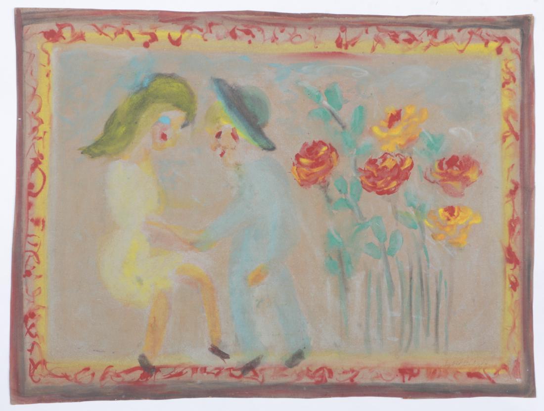 Sybil Gibson (1908-1995) "Saturday Night Dance", 28.5'': Sybil Gibson (American, 1908-1995) "Saturday Night Dance", Mixed Media Painting on paper, signed. Unframed. Size: 28.5'' x 38.5'', 72 x 98 cm (sheet).