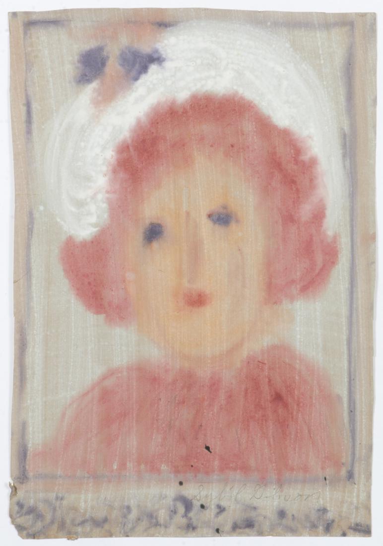 Sybil Gibson (1908-1995) Mixed Media, 26'' x 17.75'': Sybil Gibson (American, 1908-1995) Portrait of a Woman. Mixed Media Painting on paper, signed. Unframed. Size: 26'' x 17.75'', 66 x 45 cm (sheet).