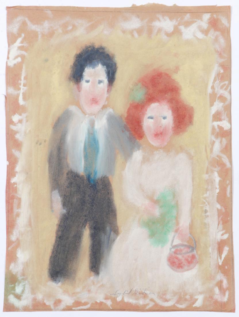 Sybil Gibson (1908-1995) "They Attended the Bridal: Sybil Gibson (American, 1908-1995) "They Attended the Bridal Party", Mixed Media Painting on paper, signed. Unframed. Size: 25'' x 18.5'', 64 x 47 cm (sheet).