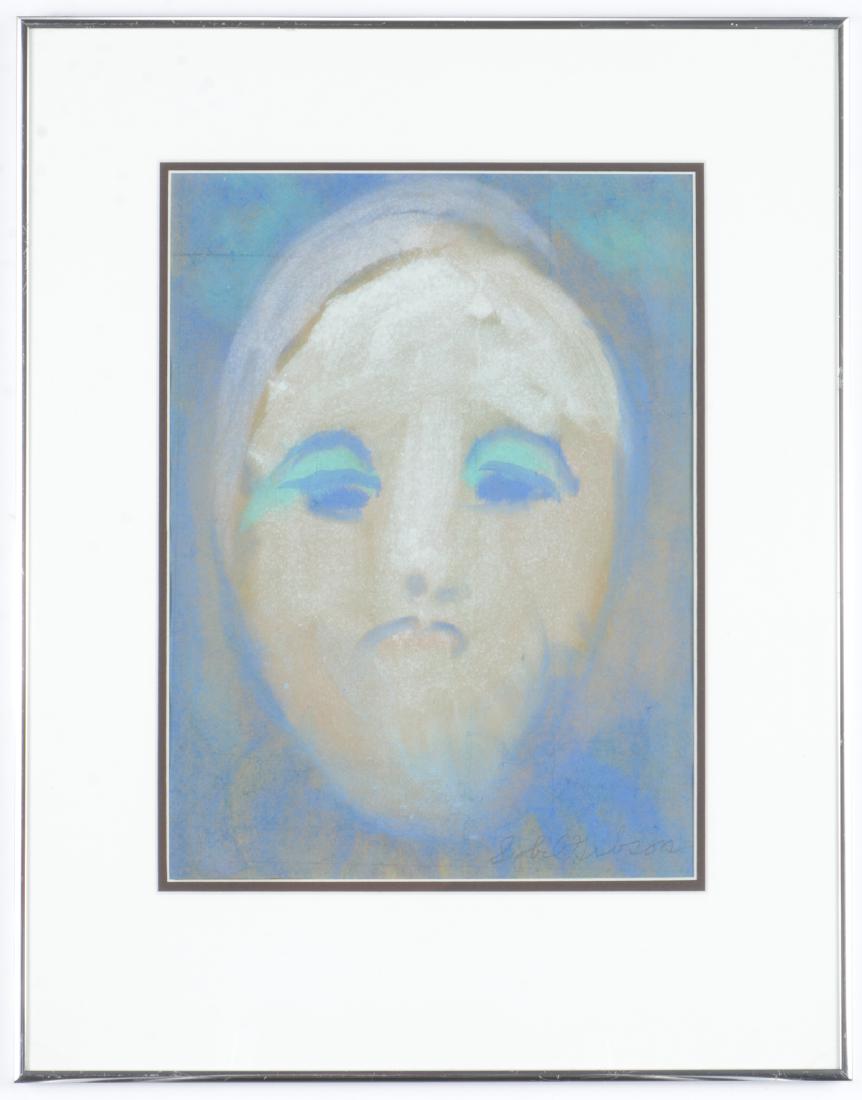 Sybil Gibson (1908-1995) Mixed Media, 15.25'' x 11.5'': Sybil Gibson (American, 1908-1995) Portrait of a Woman. Mixed Media Painting on paper, signed. Framed. Size: 15.25'' x 11.5'', 39 x 29 cm (sight); 23.25'' x 18.25'', 59 x 46 cm (frame).