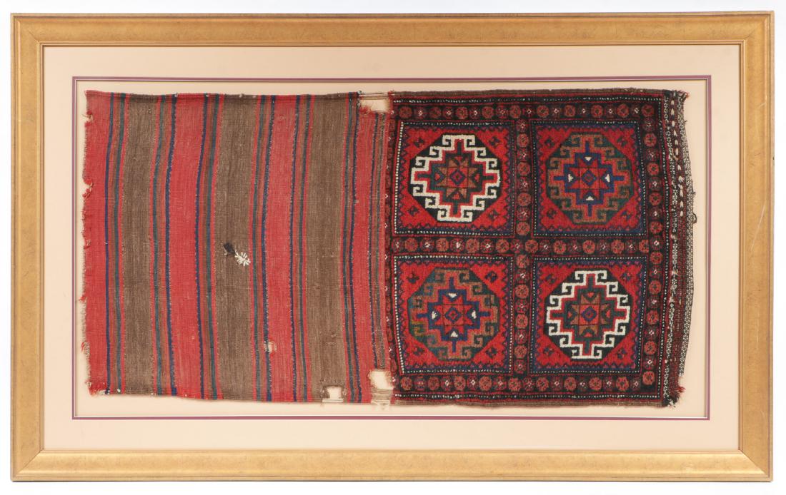 Antique West Persian Kurd Saddlebag in Custom Frame (1 of 5)