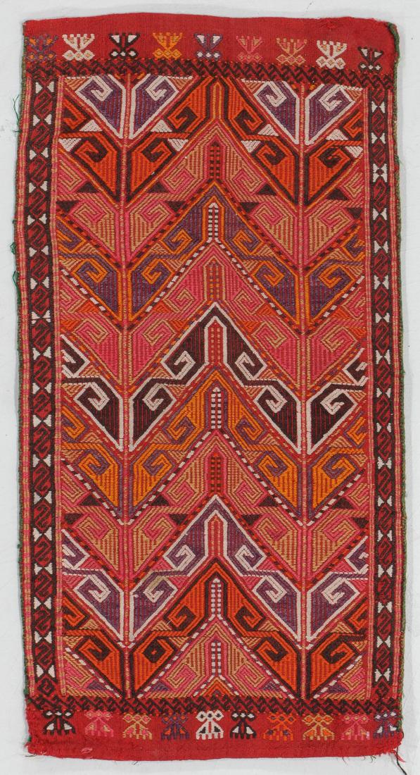 Old Turkish Cicim Bag: Old Turkish Cicim Bag, early 20th c.: 39'' x 20'' (99 x 51 cm)