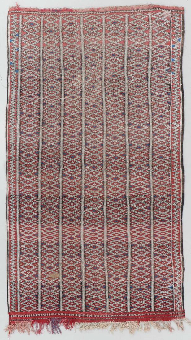 Semi-Antique Moroccan Kilim, Morocco: 4'5'' x 7'7'': Semi-Antique Moroccan Kilim, Morocco: 4'5'' x 7'7'' (135 x 231 cm) 15 lbs.