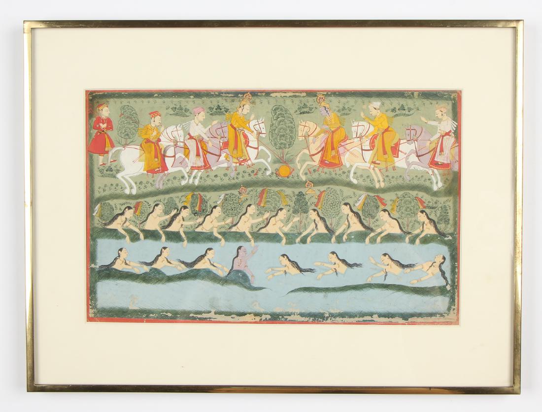 Fine Indian Miniature Painting, c. 1775, Scene from the (1 of 7)