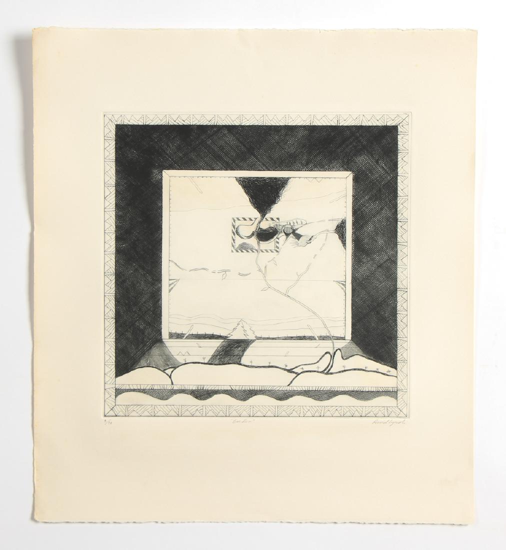 David Lynch (American, b.1946) "Garden", Etching,: David Lynch (American, b. 1946) "Garden". Etching. Numbered, titled and signed. From an edition of 90. Unframed. Size: 13.75'' x 13.75'', 35 x 35 cm (plate); 22.25'' x 20'', 57 x 51 cm (sheet).