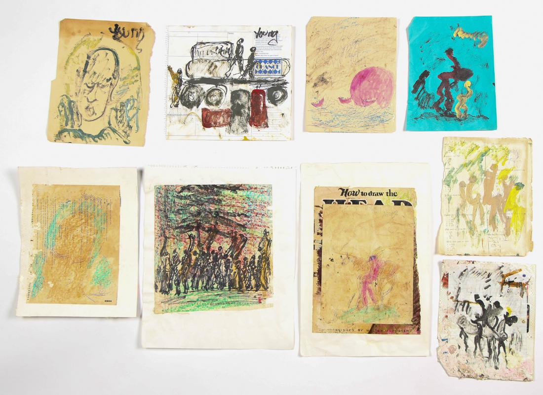 Purvis Young (American, 1943-2010) Group of 9 Works on (1 of 4)