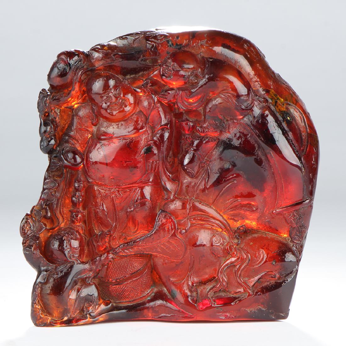 Fine Chinese Carved Amber Boulder (1 of 6)