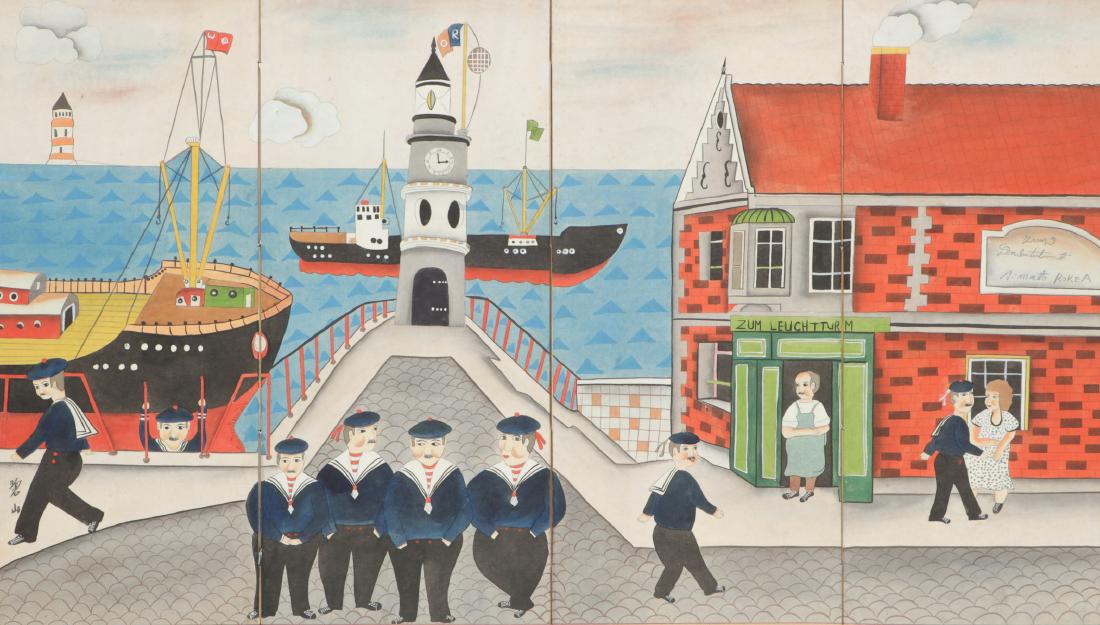 Vintage Hand-Painted Asian Folding Table Screen (1 of 8)