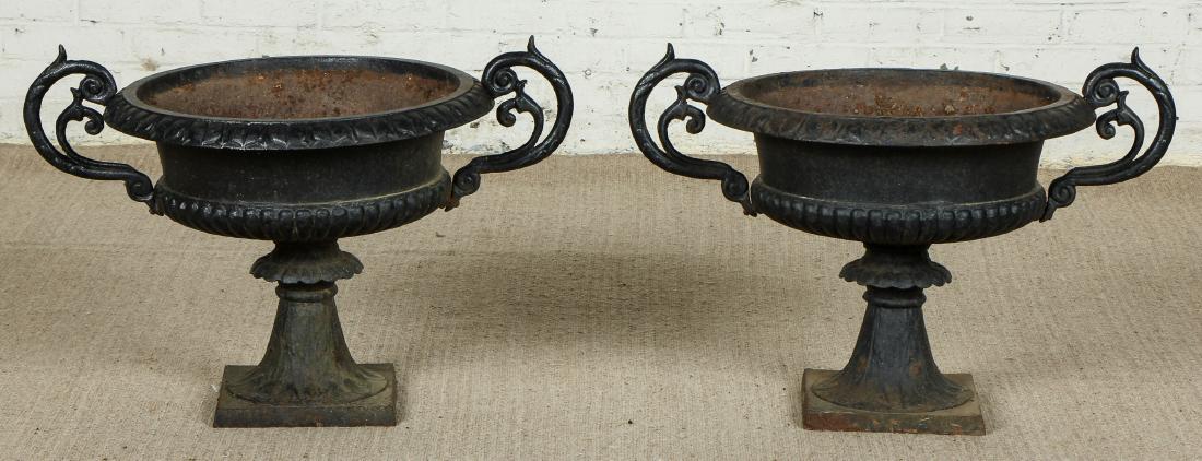 Pair of Victorian Style Cast Iron Garden Urns (1 of 5)