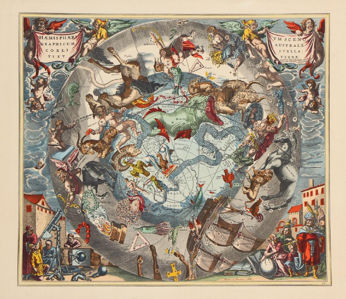 Celestial Map After Henricus Hondius (Dutch, 1597-1651) (1 of 6)