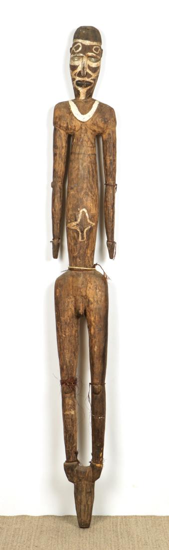 Tall Papua New Guinea Totem Statue, Sepik River: Tall PNG Totem Statue, Sepik River, carved wood, pigment. Size: 93'' x 12'' x 5.25'' (236 x 30 x 13 cm). Ex. Clara Bingham collection.