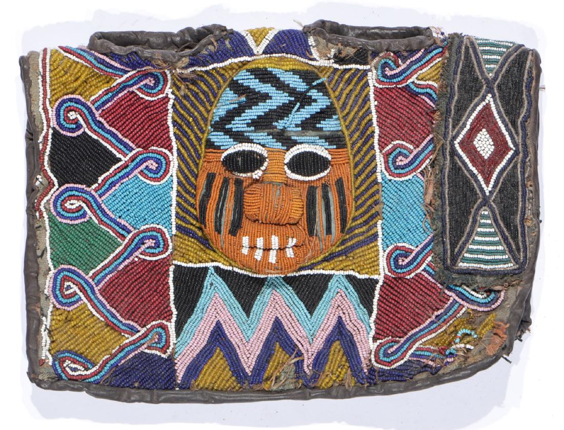 Yoruba Beaded Cloak for Ibeji Pair: Yoruba Beaded Cloak for Two Ibeji Figures. Size: 9'' x 12.25'' (23 x 31 cm).