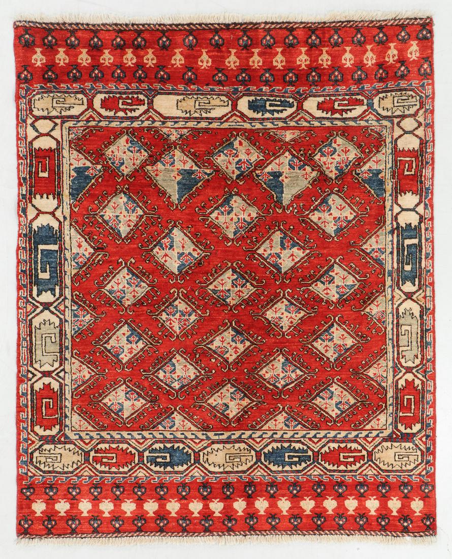 Vintage Afghan Rug, Afghanistan: 4'10'' x 5'10'': Vintage Afghan Rug, Afghanistan: 4'10'' x 5'10'' (147 x 178 cm). 18 lbs. Note on terms for estimating the age of an item: Antique (100+ years). Semi-Antique (50-100 years). Vintage (20-50 years). Mode