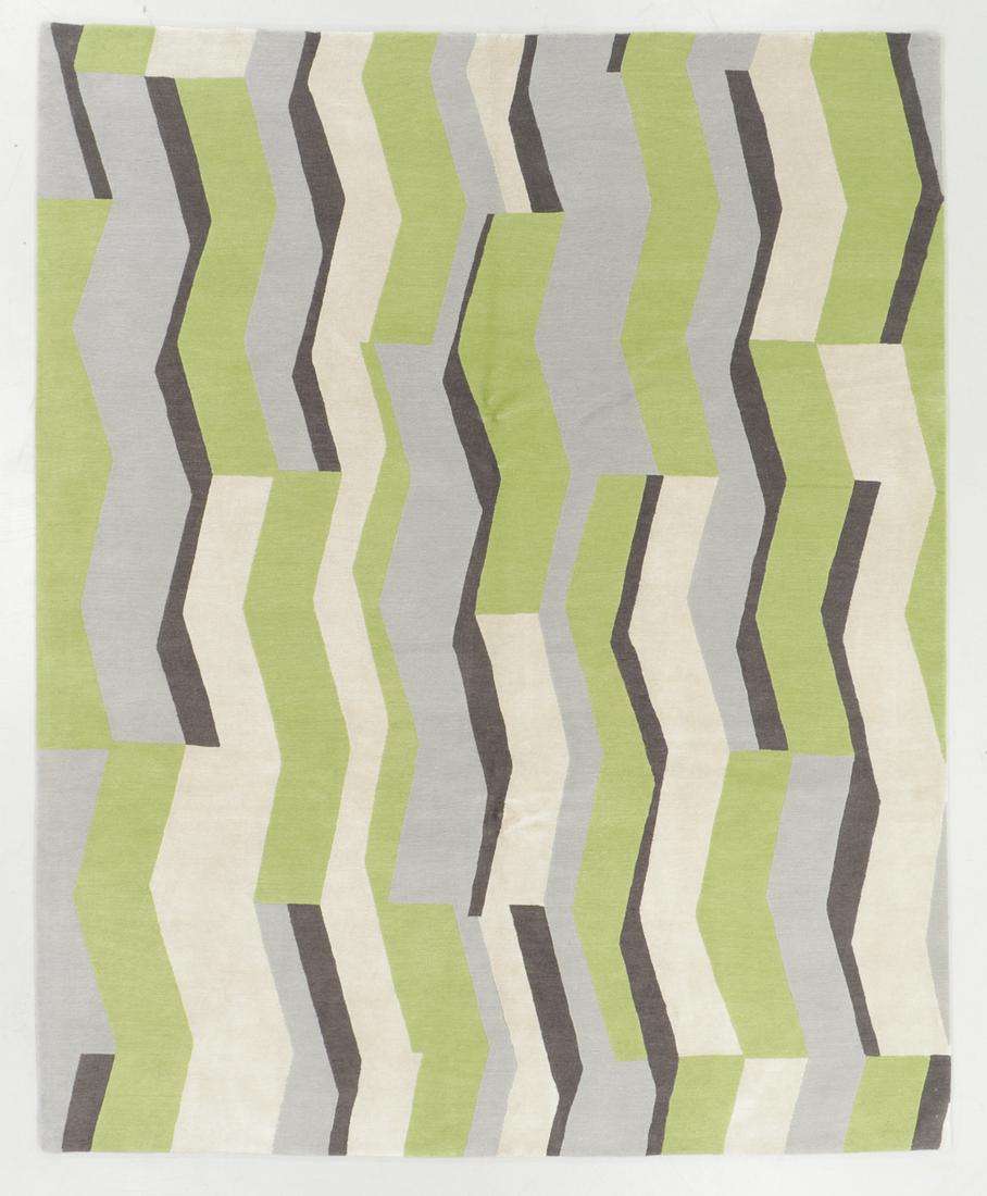 Modern Tibetan Wool & Silk Rug: 8'1'' x 10'1'': Modern Tibetan Wool & Silk Rug, Nepal, hand-knotted, hand-spun wool: 8'1'' x 10'1'' (246 x 307 cm). 60 lbs. Note on terms for estimating the age of an item: Antique (100+ years). Semi-Antique (50-100 