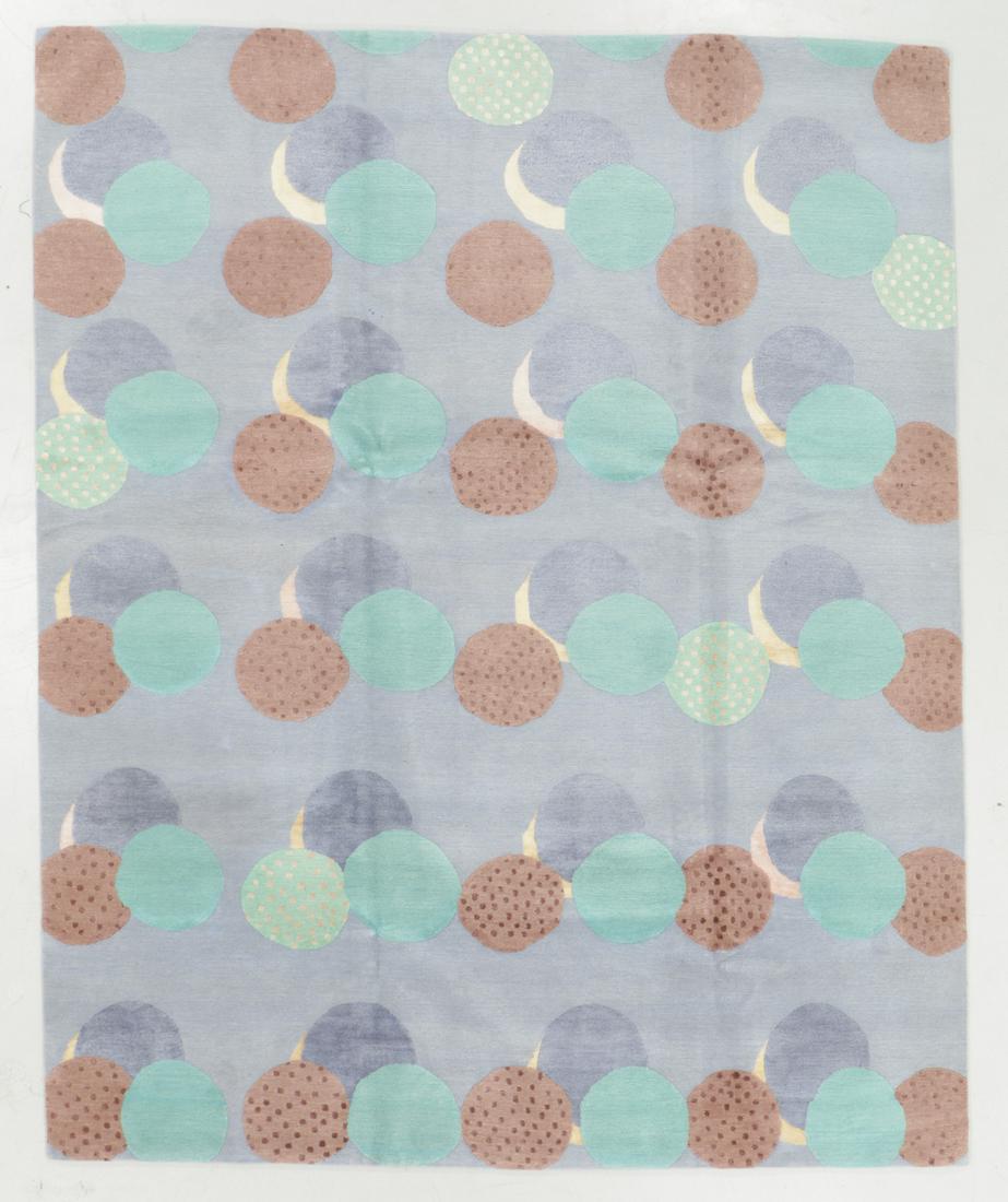 Modern Tibetan Wool & Silk Rug: 8'1'' x 9'11'': Modern Tibetan Wool & Silk Rug, Nepal, hand-knotted, hand-spun wool: 8'1'' x 9'11'' (246 x 302 cm). 50 lbs. Note on terms for estimating the age of an item: Antique (100+ years). Semi-Antique (50-100 
