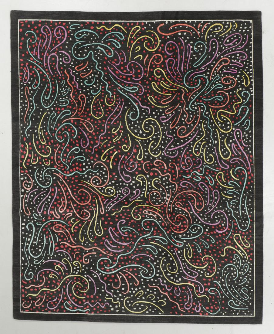 Modern Tibetan Wool & Silk Rug: 8'1'' x 10'1'': Modern Tibetan Wool & Silk Rug, Nepal, hand-knotted, hand-spun wool: 8'1'' x 10'1'' (246 x 307 cm). 59 lbs. Note on terms for estimating the age of an item: Antique (100+ years). Semi-Antique (50-100 