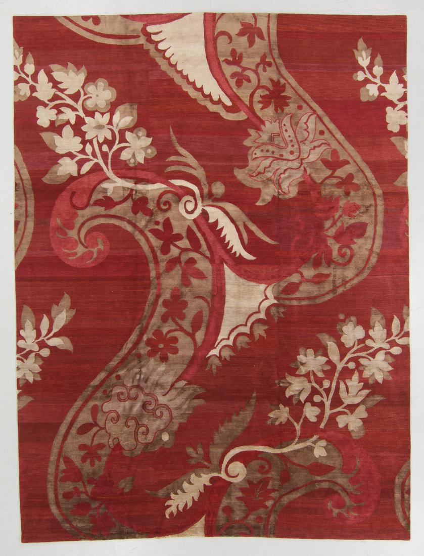 Modern Tibetan Wool & Silk Rug: 9'0'' x 11'11'': Modern Tibetan Wool & Silk Rug, Nepal, hand-knotted, hand-spun wool: 9'0'' x 11'11'' (274 x 363 cm). 68 lbs. Note on terms for estimating the age of an item: Antique (100+ years). Semi-Antique (50-100
