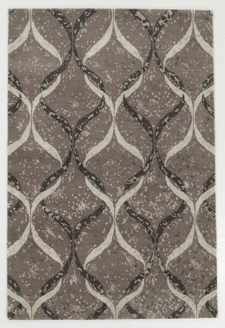 Modern Tibetan Wool & Silk Rug: 4'1'' x 6'0'': Modern Tibetan Wool & Silk Rug, Nepal, hand-knotted, hand-spun wool: 4'1'' x 6'0'' (124 x 183 cm). 20 lbs. Note on terms for estimating the age of an item: Antique (100+ years). Semi-Antique (50-100 y