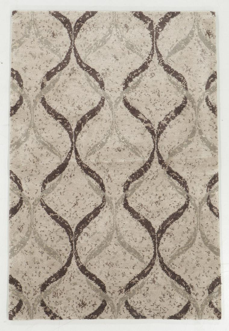 Modern Tibetan Wool & Silk Rug: 4'1'' x 6'0'': Modern Tibetan Wool & Silk Rug, Nepal, hand-knotted, hand-spun wool: 4'1'' x 6'0'' (124 x 183 cm). 25 lbs. Note on terms for estimating the age of an item: Antique (100+ years). Semi-Antique (50-100 y