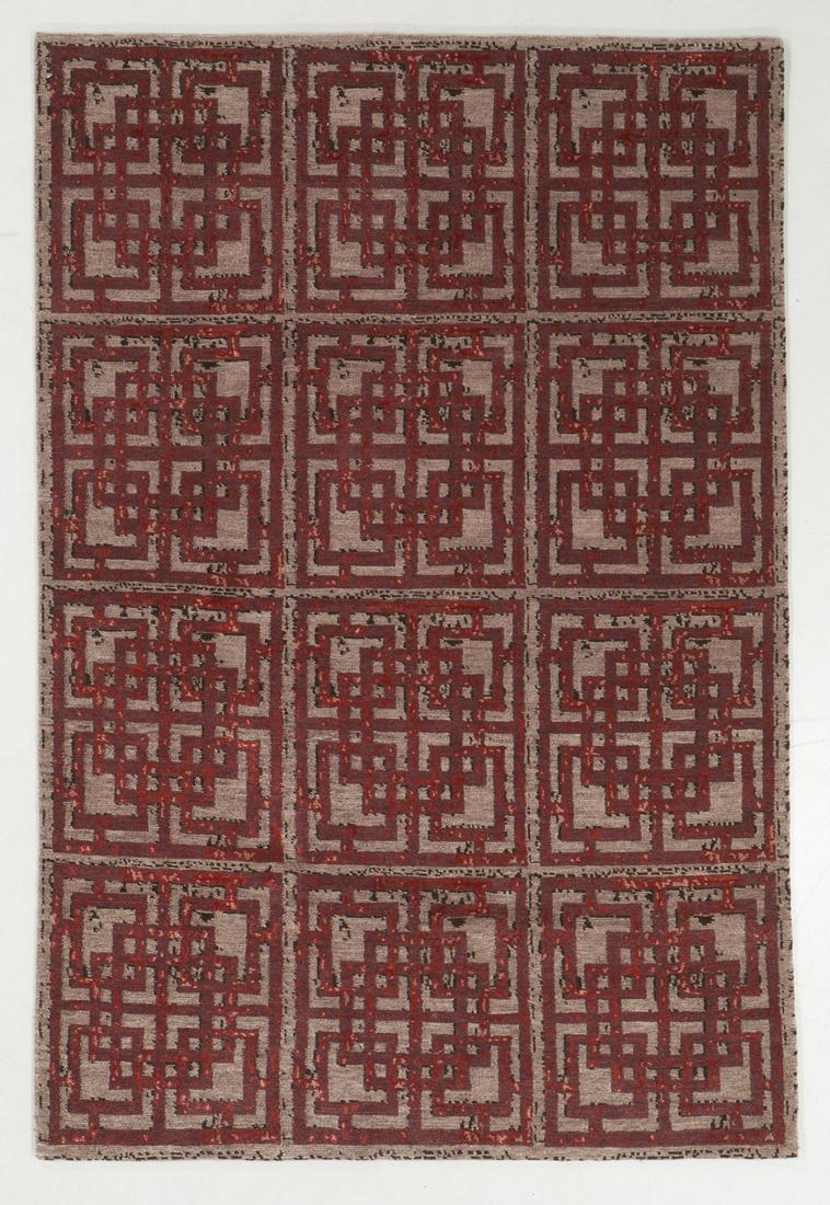 Modern Tibetan Wool Rug: 4'0'' x 6'0'': Modern Tibetan Wool Rug, Nepal, hand-knotted, hand-spun wool: 4'0'' x 6'0'' (122 x 183 cm). 18 lbs. Note on terms for estimating the age of an item: Antique (100+ years). Semi-Antique (50-100 years). 