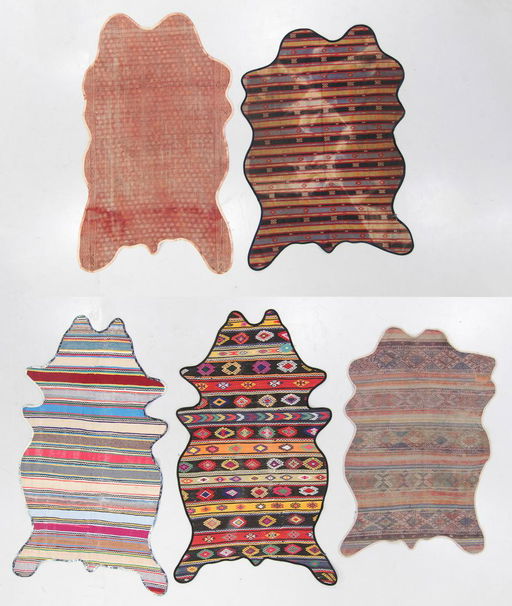 5 Turkish Kilim Patchwork Animal Shape Rugs 7 X