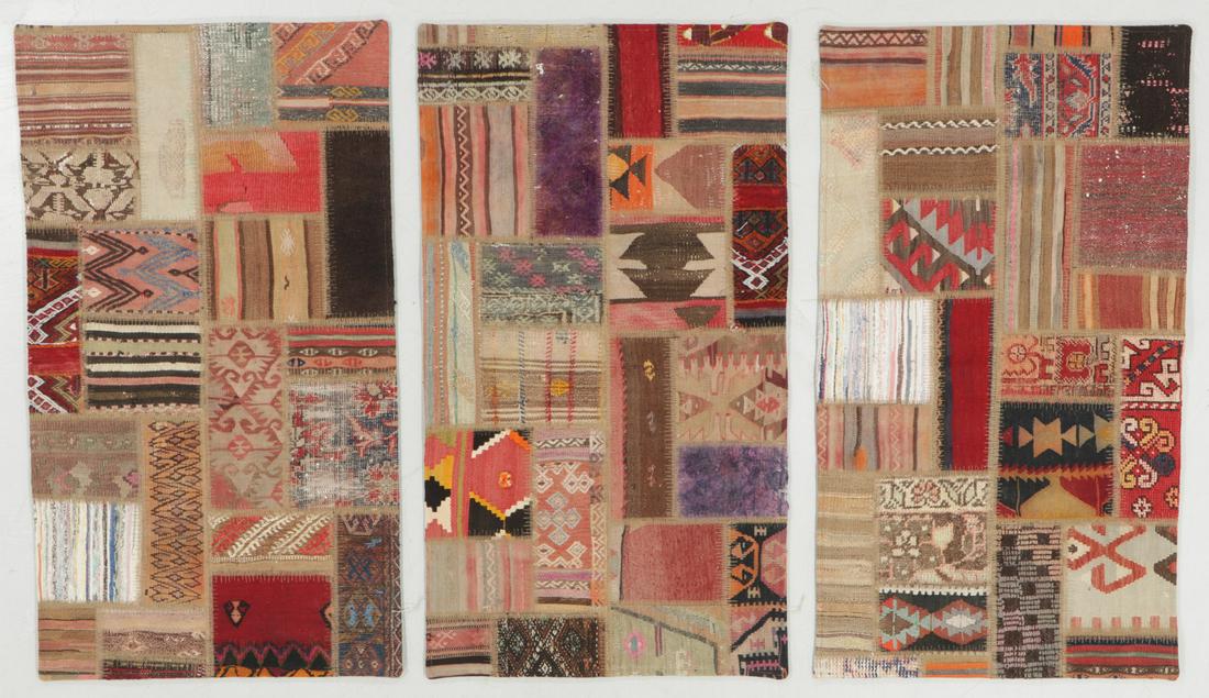 3 Turkish Kilim Patchwork Rugs: 2'6" x 4'6" Each (1 of 5)
