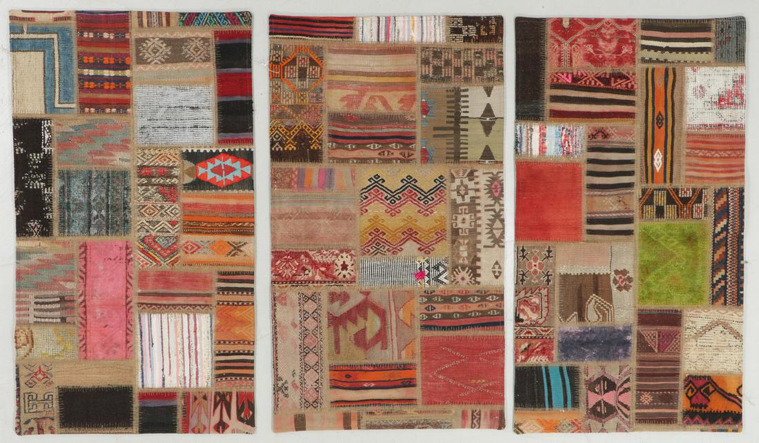 3 Turkish Kilim Patchwork Rugs: 2'6" x 4'6" Each (1 of 5)