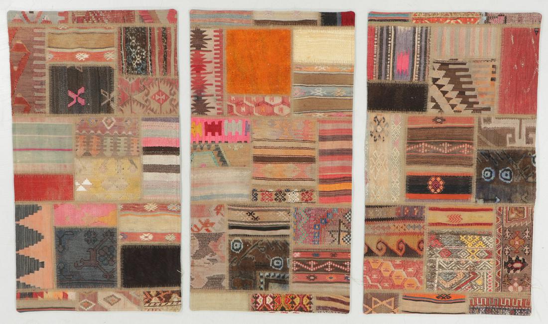 3 Turkish Kilim Patchwork Rugs: 2'6" x 4'6" Each (1 of 5)