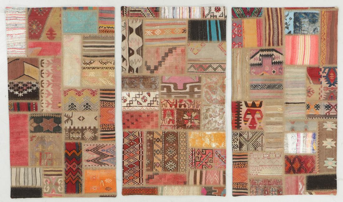3 Turkish Kilim Patchwork Rugs: 2'6" x 4'6" Each (1 of 5)