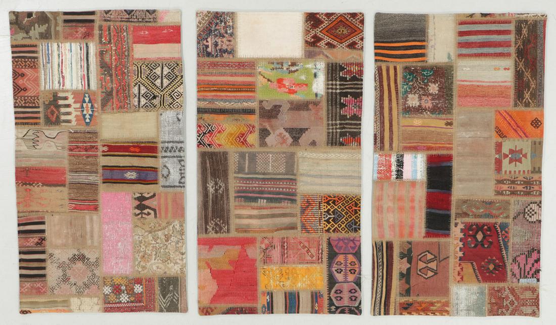 3 Turkish Kilim Patchwork Rugs: 2'6" x 4'6" Each (1 of 5)