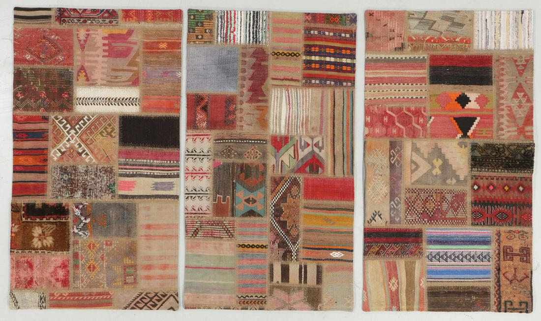 3 Turkish Kilim Patchwork Rugs: 2'6" x 4'6" Each (1 of 5)