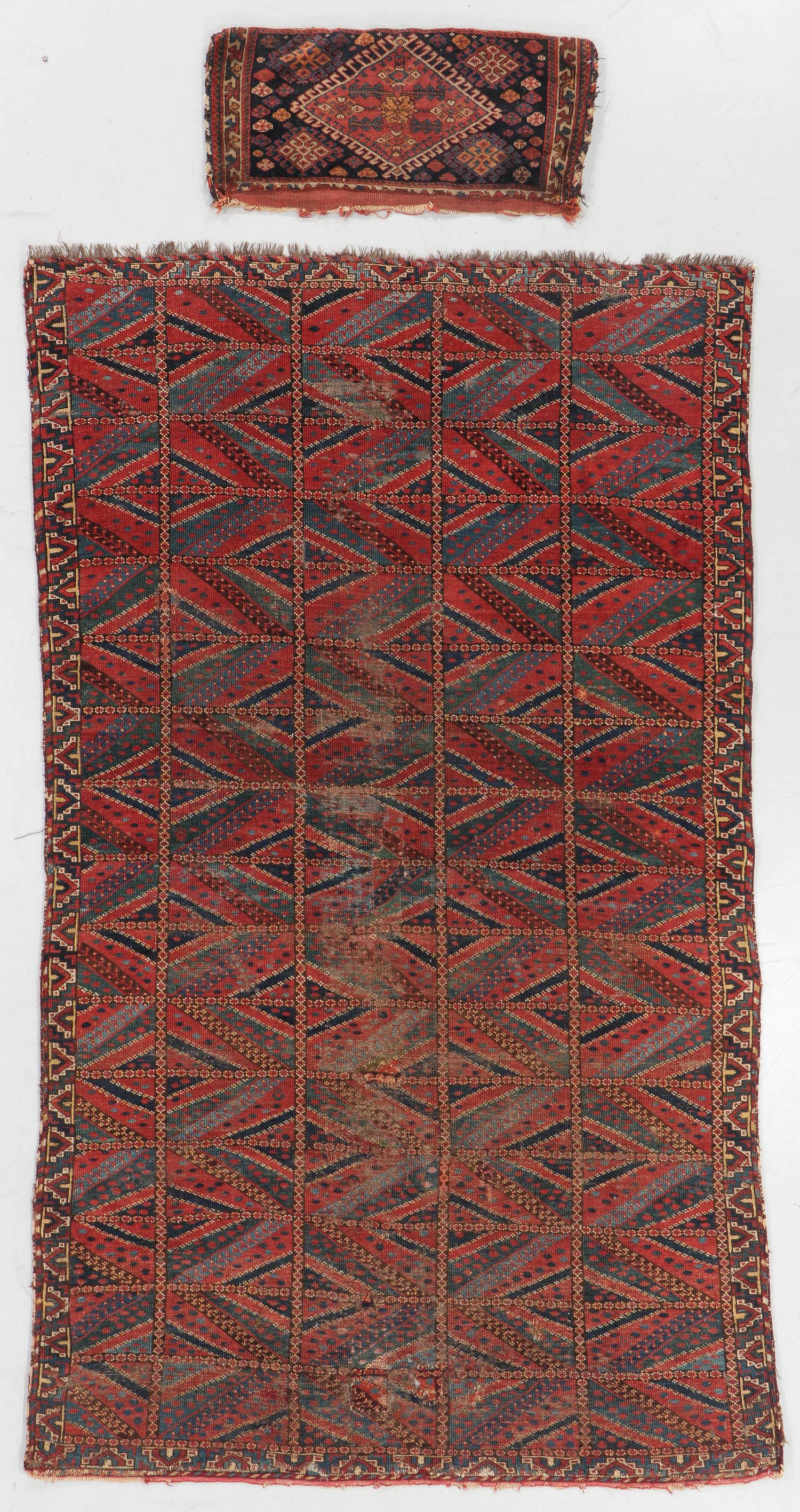 Early/Mid 19th C. Beshir Rug + Qashgai Bag (1 of 8)