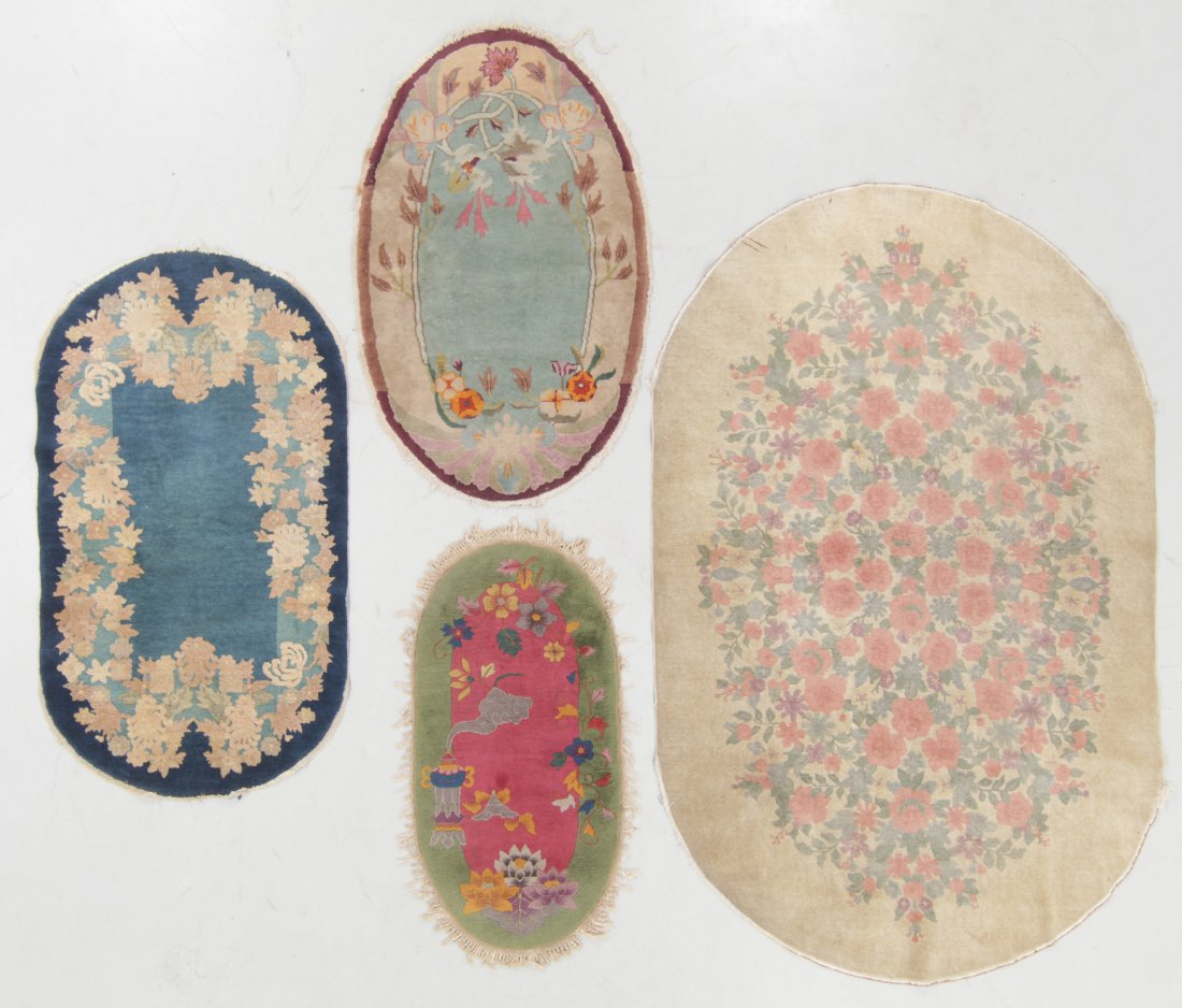 Four Chinese Art Deco Oval Rugs, Early 20th C. (1 of 5)