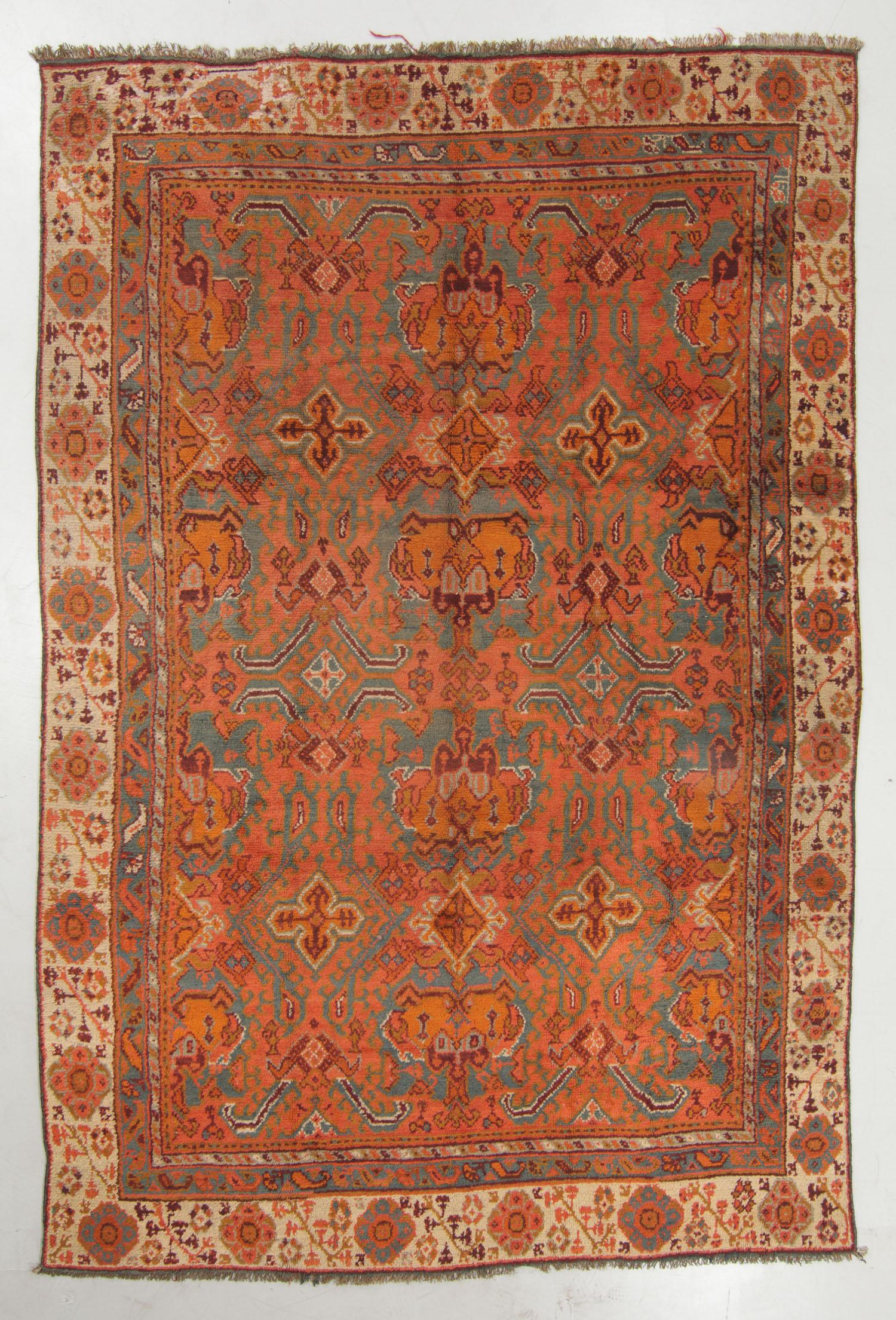 Antique Oushak Rug, Turkey: 8'9'' x 13'1'': Antique Oushak Rug, Turkey: 8'9'' x 13'1'' (267 x 399 cm). 60 lbs.