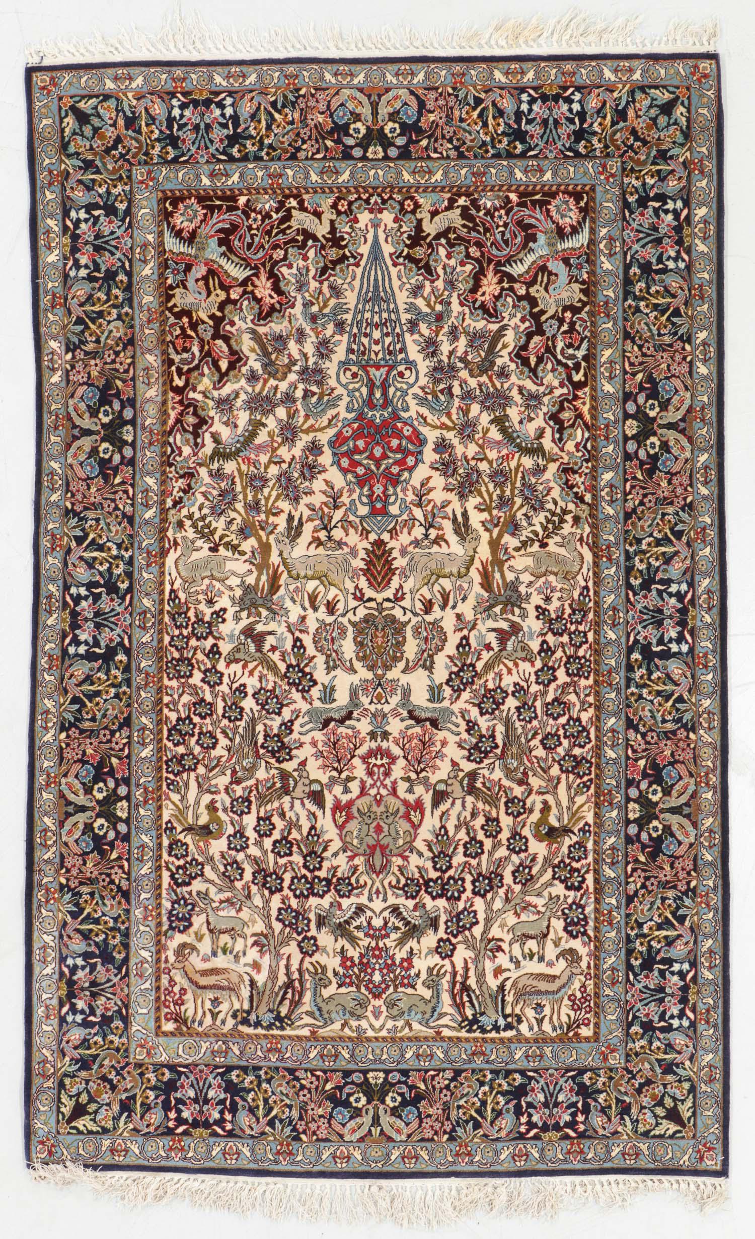 Vintage Isfahan Wool and Silk Rug, Persia: 3'8'' x (1 of 6)