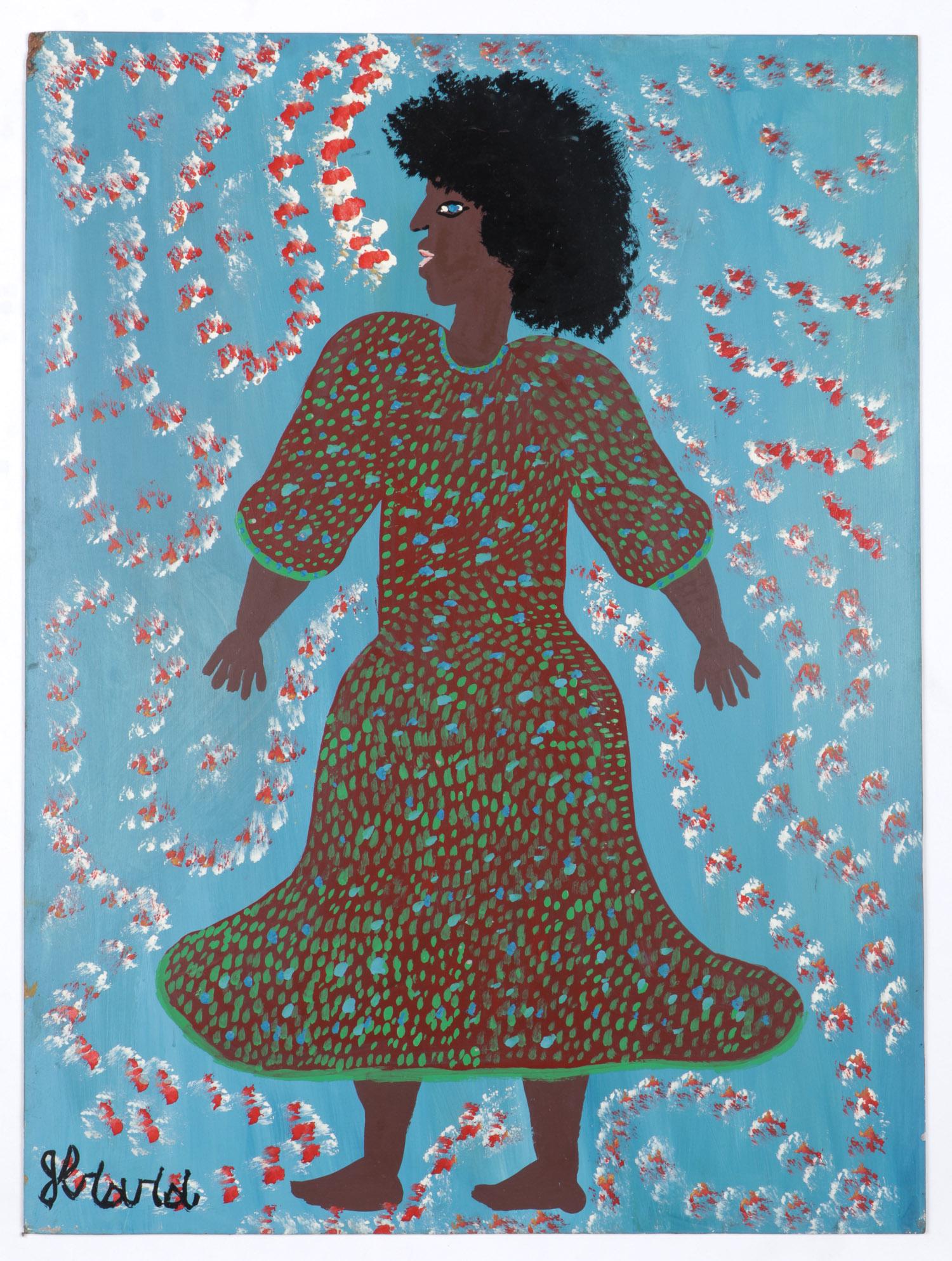 Gerard Fortune (Haitian, b. 1933) "Femme," 1982: Gerard Fortune (Haitian/Petionville, b. 1933) "Femme," 1982, oil painting on board, signed. Unframed. Size: 24'' x 32'', 61 x 81 cm (board).