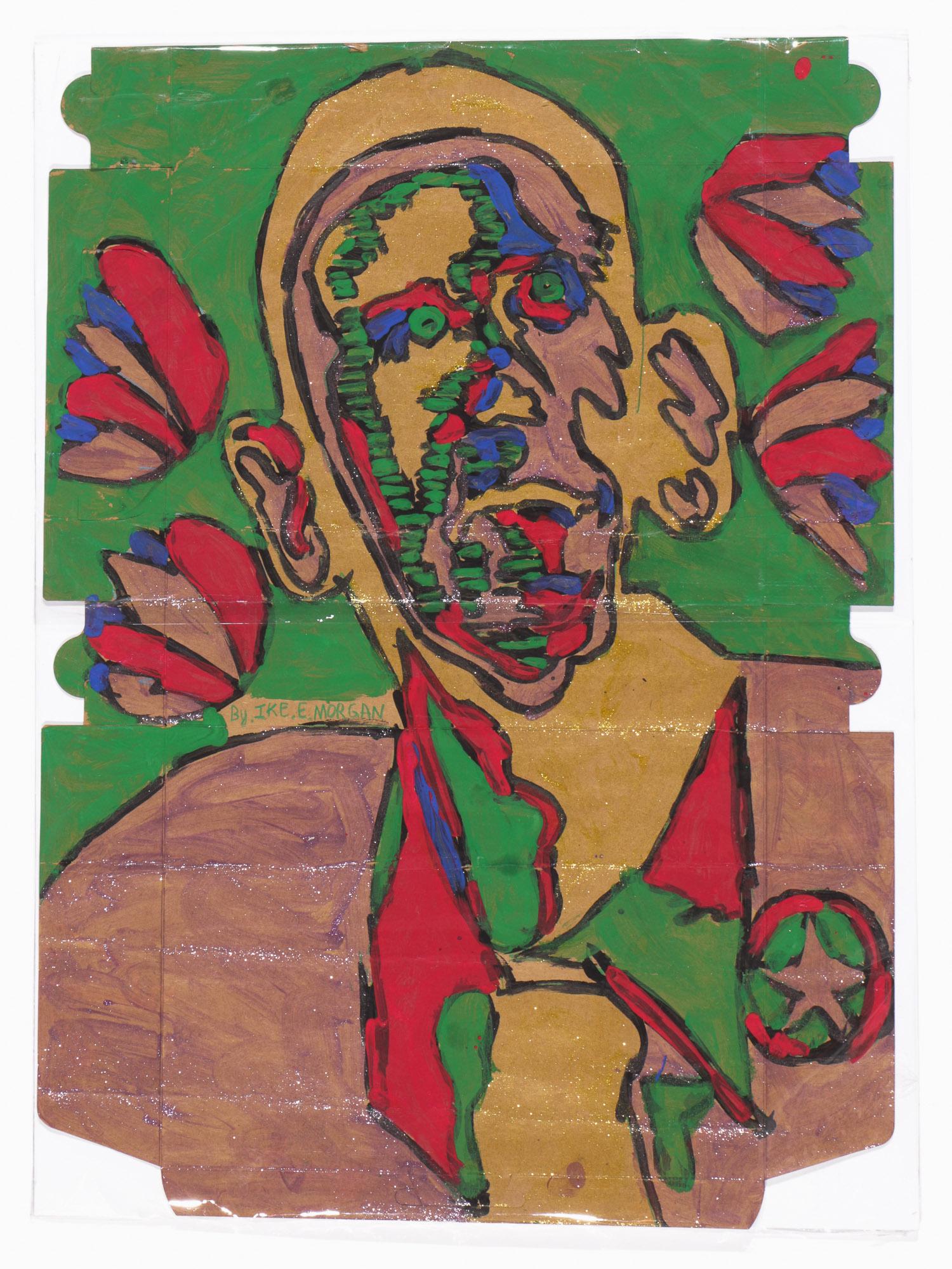 Ike E. Morgan (b. 1958) "Obama": Ike E. Morgan (American, b. 1958) "Obama", Acrylic painting on donut box, signed. Size: 37.5'' x 27'', 95 x 69 cm.