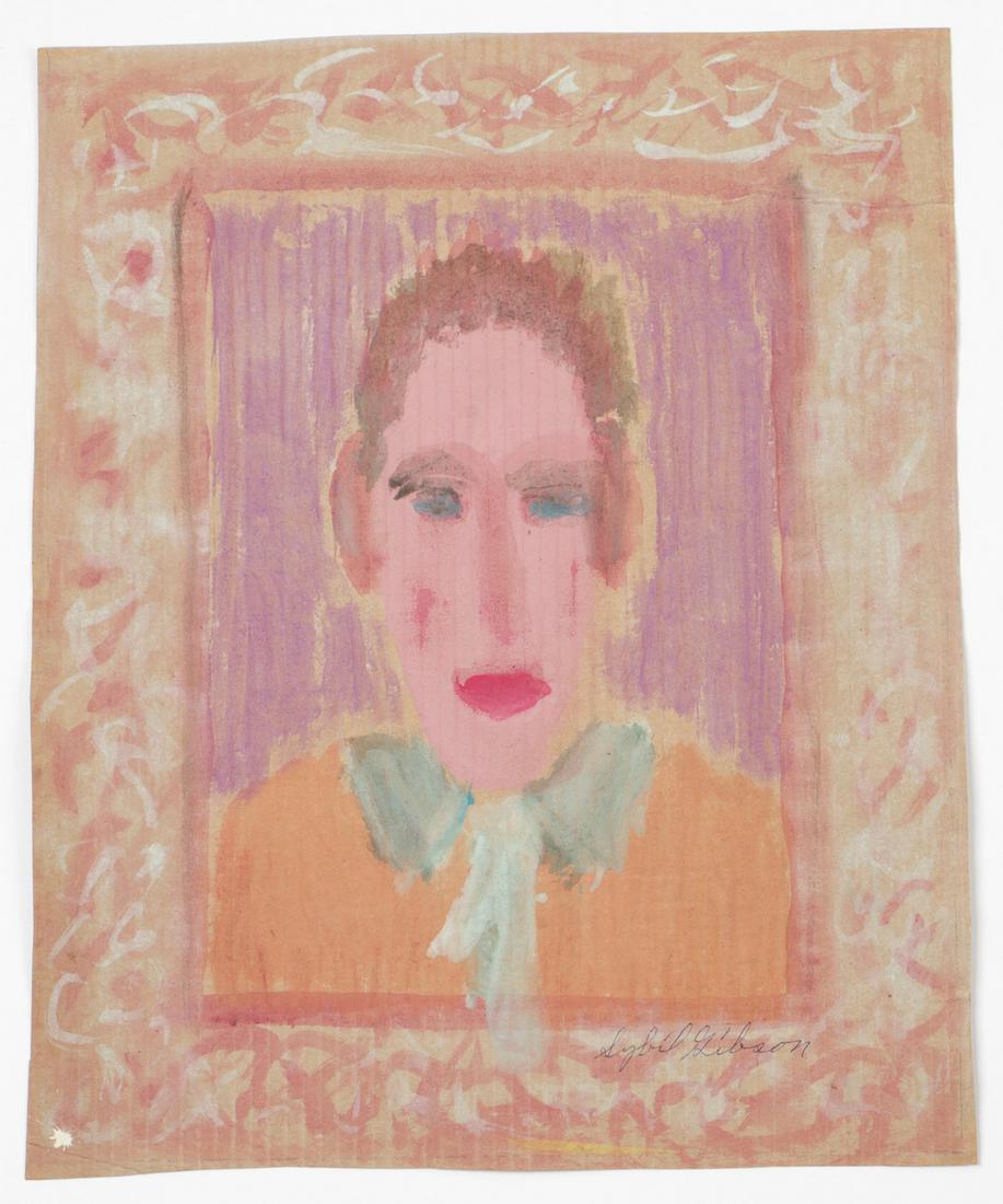 Sybil Gibson (1908-1995) "Survivors", 20 x 16.5'': Sybil Gibson (American, 1908-1995) "Female Figure" mixed media painting on paper, signed. Unframed. Size: 20" x 16.5", 51 x 42 cm. (sheet).