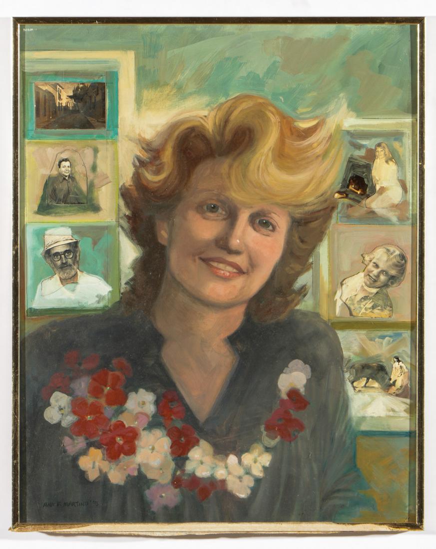 Nina F. Martino (American, b. 1952) "Living History: Nina F. Martino (American, b. 1952) "Living History", 1993, mixed media, paint and collage on board, signed and dated. Framed. Size: 19.5'' x 15.5'', 50 x 39 cm (sight); 20.5'' x 16.5'', 52 x 42 cm (f