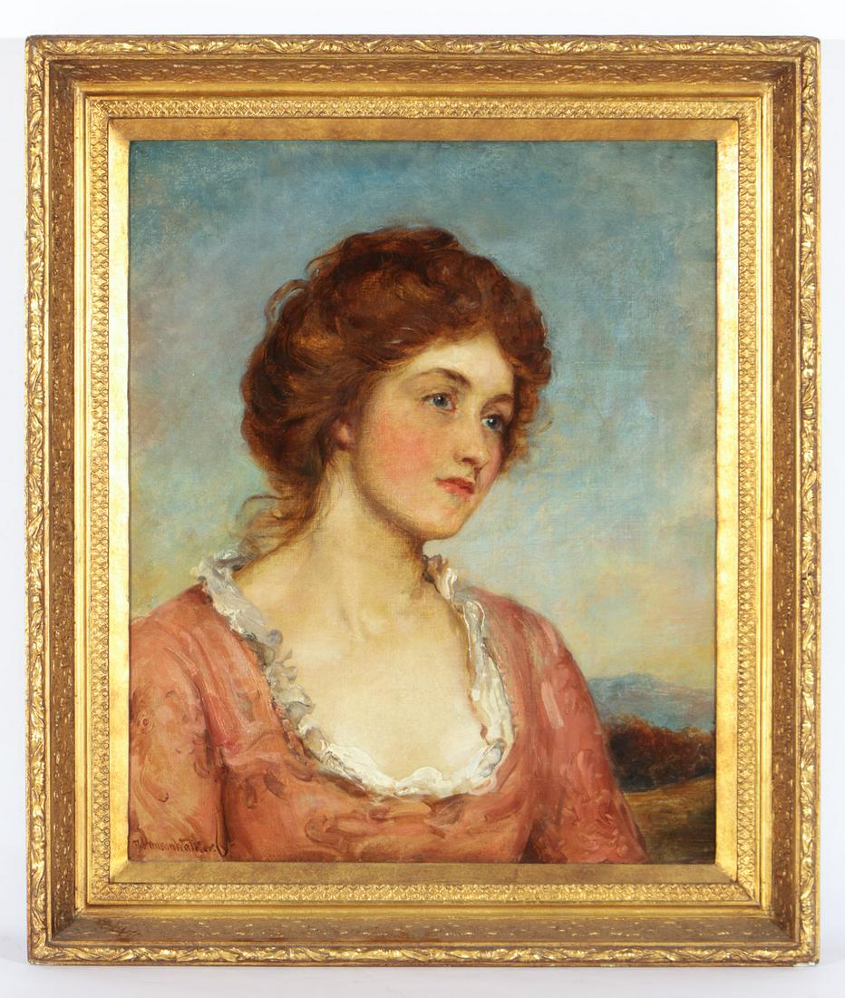 John Hanson Walker (1844-1933) "Portrait of a Lady": John Hanson Walker (British, 1844-1933) "Portrait of a Lady," circa 1910, oil painting on canvas, signed. Provenance: Newman Galleries, Philadelphia, PA. Framed. 22" x 18", 56 x 46 cm (stretcher).