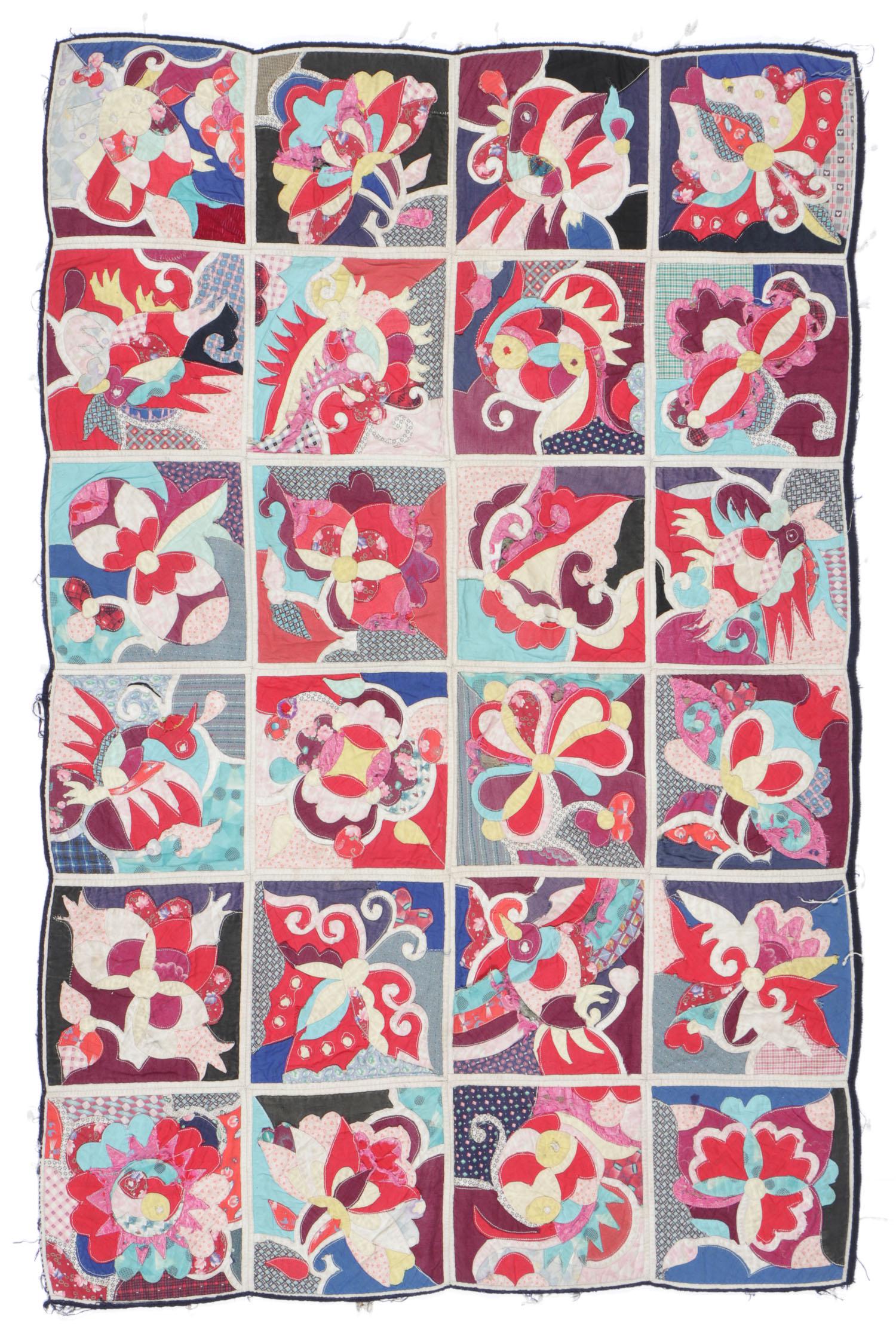 Old Applique Coverlet, Miao People, China (1 of 4)