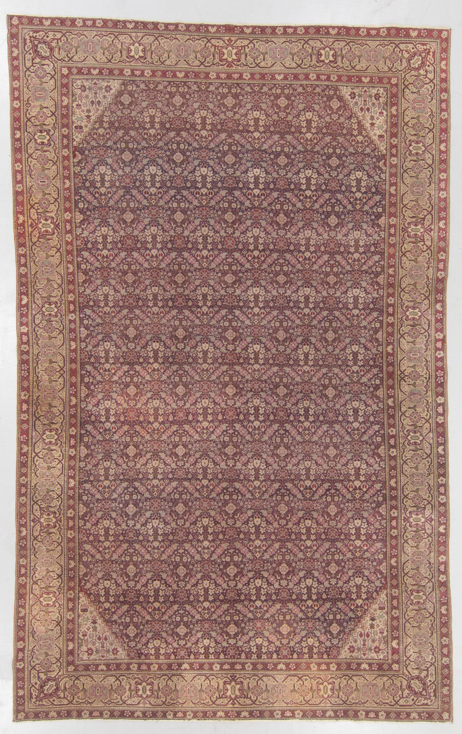 Antique Agra Rug, India: 8'10'' x 14'1'': Antique Agra Rug, India: 8'10'' x 14'1'' (269 x 429 cm). 50 lbs.