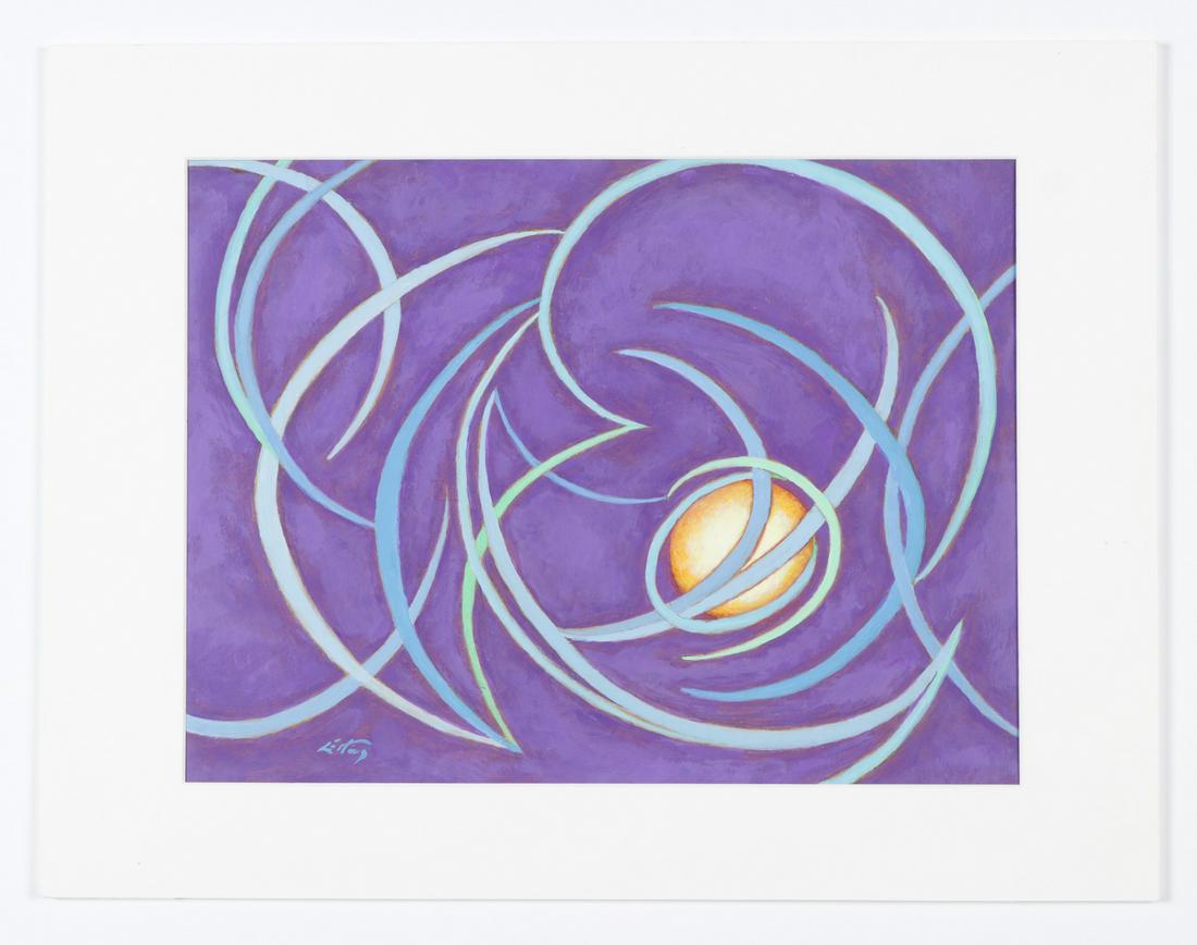 Emlen Etting (1905-1993) Abstract Mixed Media Painting: Emlen Pope Etting (American, 1905-1993) Abstract Mixed Media Painting on Paper, signed. Matted. Size: 15'' x 20'', 38 x 51 cm (sheet); 20'' x 26'', 51 x 66 cm (mat).