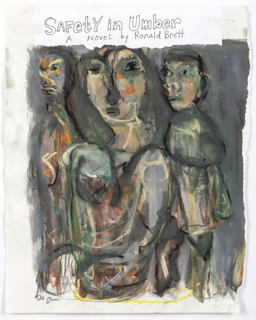 Jim Bloom (b. 1968) "Safety in Umber": Jim Bloom (American, b. 1968) "Safety in Umber," mixed media on paper, signed. Unframed. Size: 14'' x 11'', 36 x 28 cm (sheet).