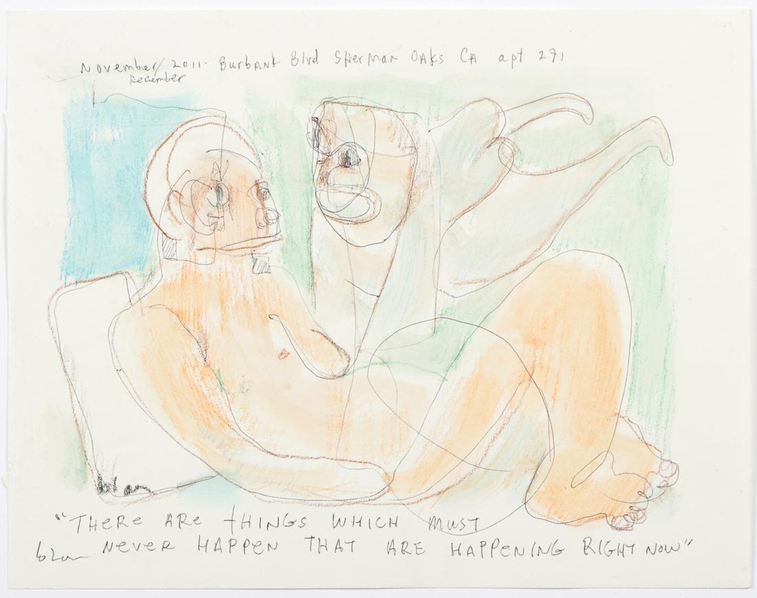 Jim Bloom (b. 1968) "Things which must never happen": Jim Bloom (American, b. 1968) "Things which must never happen," signed. Unframed. Size: 9'' x 11.5'', 23 x 29 cm (sheet).