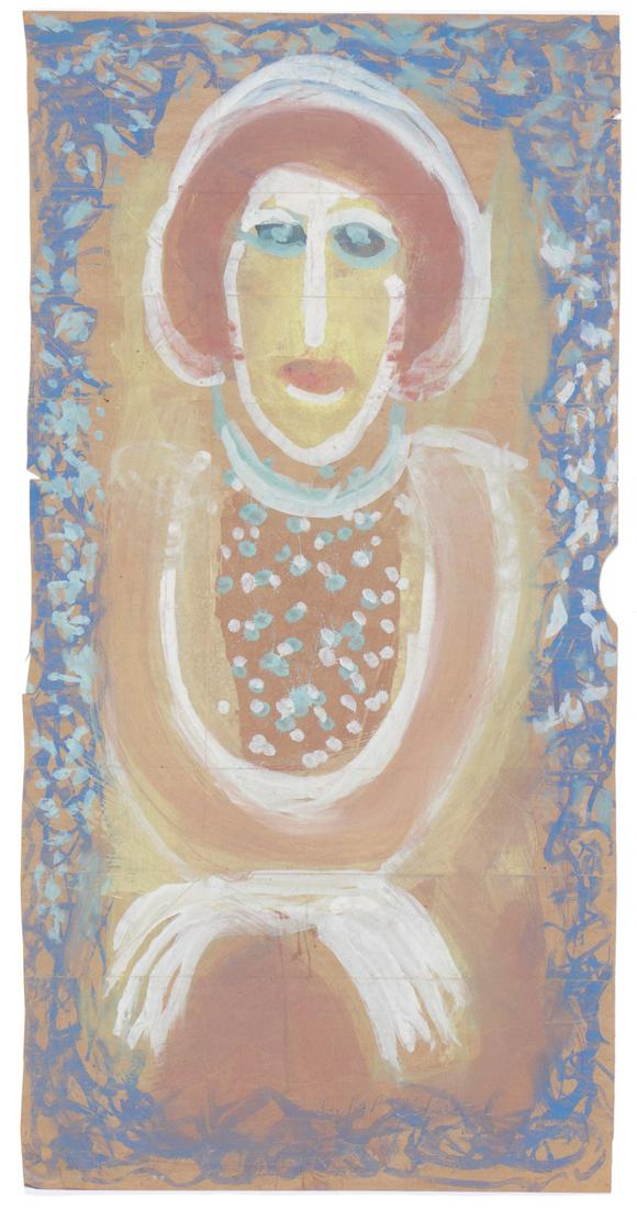 Sybil Gibson (American, 1908-1995) Pastel: Sybil Gibson (American, 1908-1995) Fancy Lady, pastel on found paper, signed. Unframed. Size: 38'' x 19'', 97 x 48 cm (sheet).