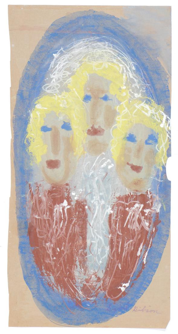 Sybil Gibson (American, 1908-1995) Pastel: Sybil Gibson (American, 1908-1995) Three Blondes, pastel on found paper, signed. Unframed. Size: 38'' x 19'', 97 x 48 cm (sheet)